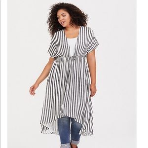 BLack& White Stripe Drawstring Kaftan